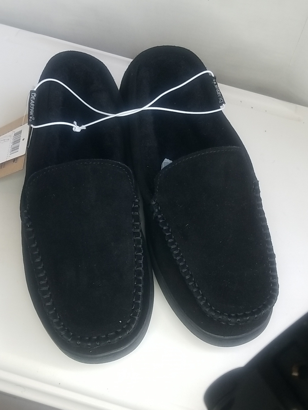 BearPaw Men’s Black Suede Slip-On Moccasin Loafers